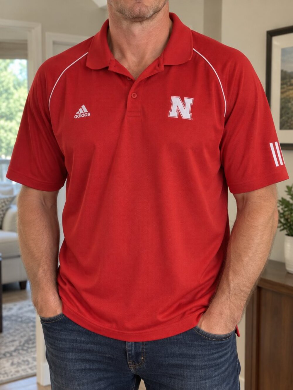 Adidas Nebraska Cornhuskers Men’s 4XL Red Performance Polo